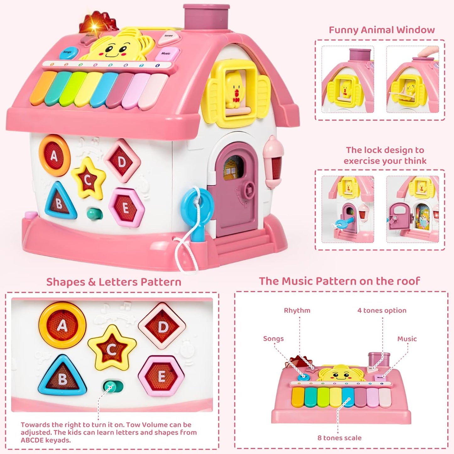 Marstone Toys for 1+ Year Old Girl Gifts, First Birthday Gifts for Girls, 8-in-1 Montessori Toddler Toys House with Learning and Playing, Christmas and...