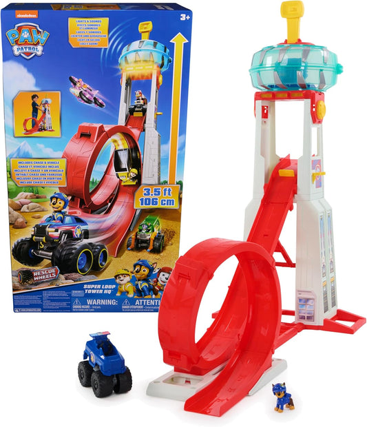 Paw Patrol: Rescue Wheels Super Loop Tower HQ, with Light, Sound, Vehicle Launcher, Chase Action Figure & Toy Truck, Kids Toys for Boys & Girls Age 3+