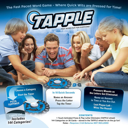 USAOPOLY TAPPLE® Word Game | Fast-Paced Family Board Game | Choose a Category & Race Against The Timer to be The Last Player | Learning Game Great for All Ages (1 Pack)