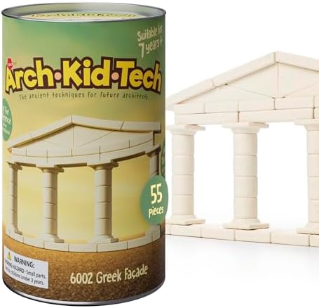 Taksa Toys Ancient Greek Facade Stem Toys Unique Educational Stackable Building Blocks, for Kids Ages 7 8 9 10+ Years Old, Indoor Architectural Kit Learning Games, Montessori Toys for Children, 55 Pcs