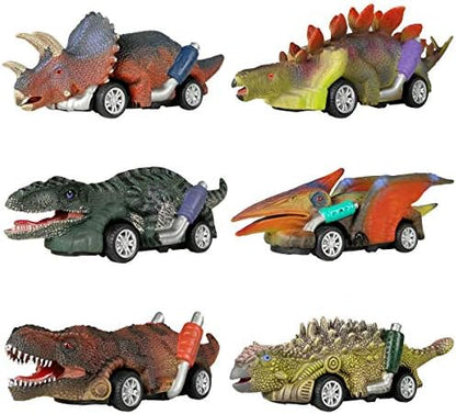 DINOBROS Dinosaur Toy Pull Back Cars,6 Pack Dino Toys for 3 Year Old Boys Girls and Toddlers,Boy Toys Age 3,4,5 and Up,Pull Back Toy Cars,Dinosaur Games with T-Rex