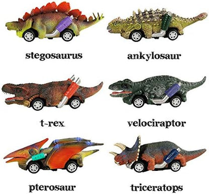 DINOBROS Dinosaur Toy Pull Back Cars,6 Pack Dino Toys for 3 Year Old Boys Girls and Toddlers,Boy Toys Age 3,4,5 and Up,Pull Back Toy Cars,Dinosaur Games with T-Rex