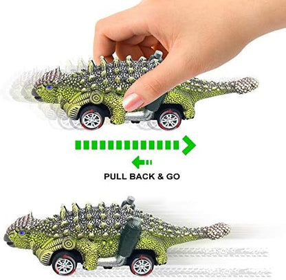 DINOBROS Dinosaur Toy Pull Back Cars,6 Pack Dino Toys for 3 Year Old Boys Girls and Toddlers,Boy Toys Age 3,4,5 and Up,Pull Back Toy Cars,Dinosaur Games with T-Rex