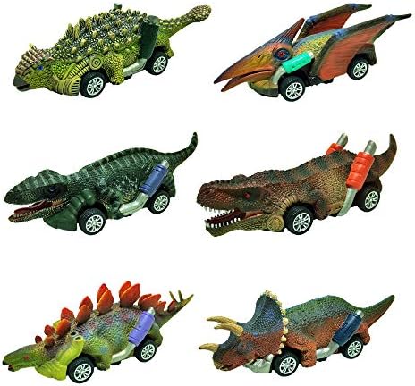 DINOBROS Dinosaur Toy Pull Back Cars,6 Pack Dino Toys for 3 Year Old Boys Girls and Toddlers,Boy Toys Age 3,4,5 and Up,Pull Back Toy Cars,Dinosaur Games with T-Rex