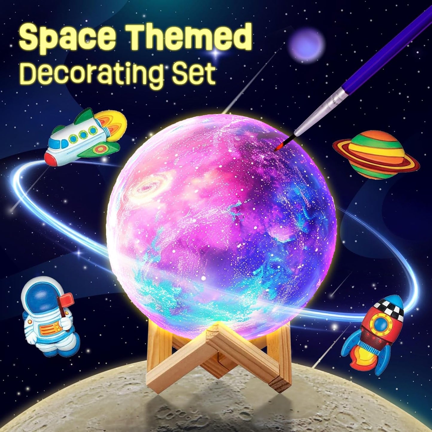 Paint Your Own Moon Lamp Kit, DIY 3D Space Moon Night Light, Art Supplies Arts & Crafts Kit, Arts and Crafts for Kids Ages 8-12, Toys Girls Boy Birthday Christmas Gift Ages3 4 5 6 7 8 9 10 11 12+