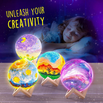 Paint Your Own Moon Lamp Kit, DIY 3D Space Moon Night Light, Art Supplies Arts & Crafts Kit, Arts and Crafts for Kids Ages 8-12, Toys Girls Boy Birthday Christmas Gift Ages3 4 5 6 7 8 9 10 11 12+