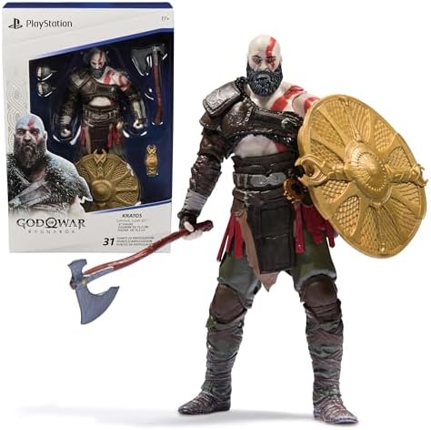 PlayStation God of War Ragnarök, 6” Kratos Action Figure with 5 Accessories, The Shapes Collection, for PS5 Fans & Collectors Ages 17+