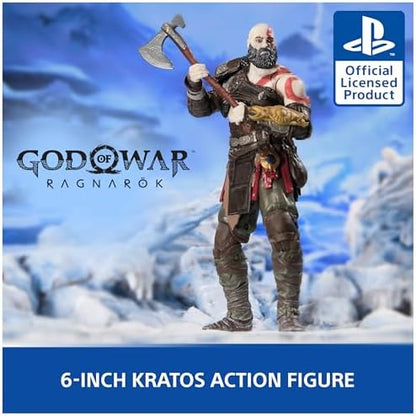 PlayStation God of War Ragnarök, 6” Kratos Action Figure with 5 Accessories, The Shapes Collection, for PS5 Fans & Collectors Ages 17+