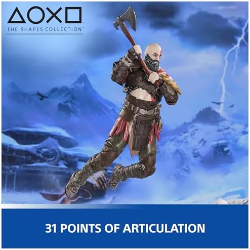 PlayStation God of War Ragnarök, 6” Kratos Action Figure with 5 Accessories, The Shapes Collection, for PS5 Fans & Collectors Ages 17+