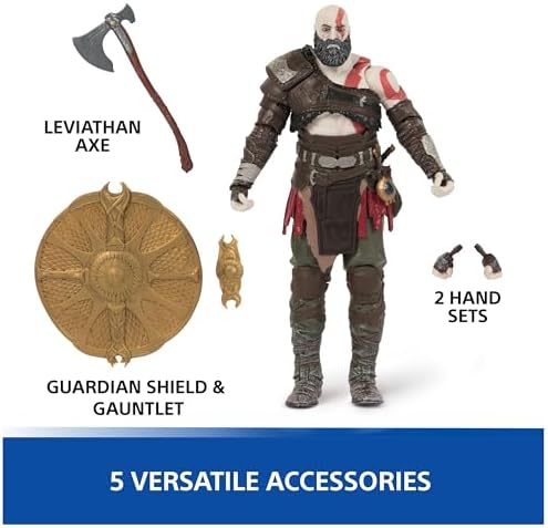 PlayStation God of War Ragnarök, 6” Kratos Action Figure with 5 Accessories, The Shapes Collection, for PS5 Fans & Collectors Ages 17+