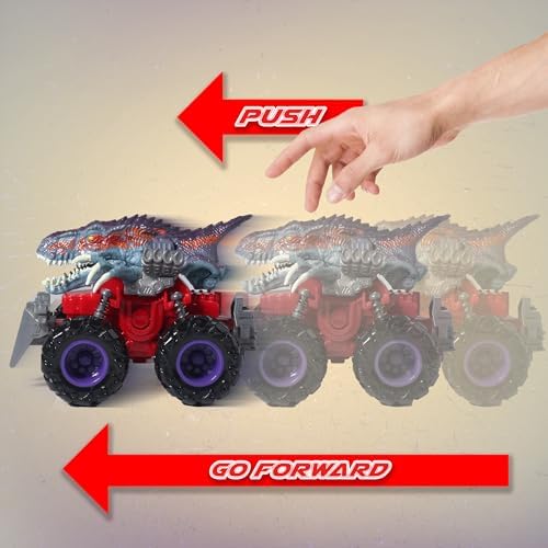 Oriate Dinosaur Monster Truck Toys for Kids 3-5 5-7, Cool Stuff Velociraptor Push and Go Dino Car, Kids Play Vehicle Birthday Party Favors for Girls Boys