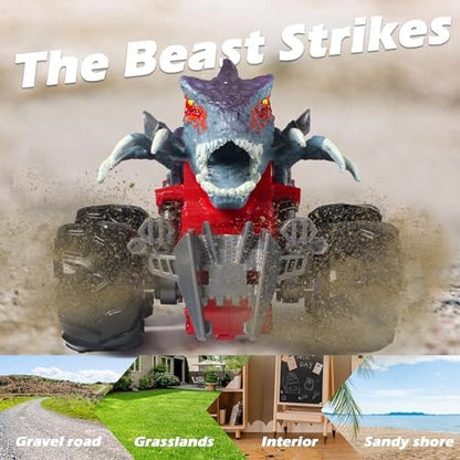 Oriate Dinosaur Monster Truck Toys for Kids 3-5 5-7, Cool Stuff Velociraptor Push and Go Dino Car, Kids Play Vehicle Birthday Party Favors for Girls Boys