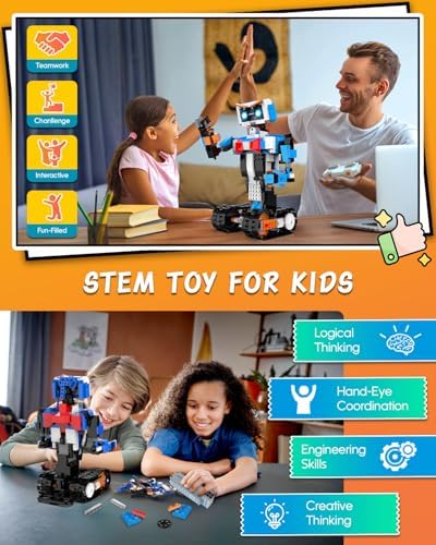 STEM Robot Toys Building Kits, Aukfa Building Toys for Boys Age 8-12, App & Remote Control Blocks Engineering Science Learning Educational Coding DIY Stem Projects Robot Gifts for Boys & Girls(635PCS)