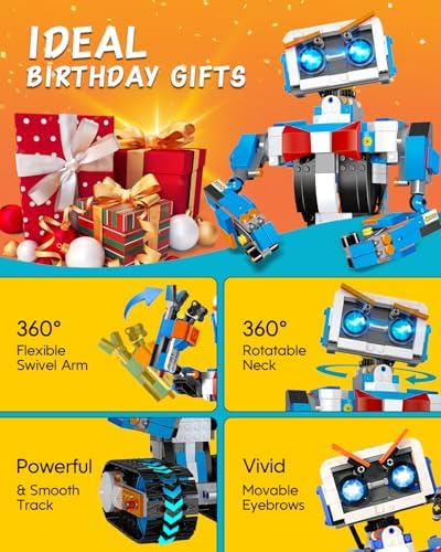 STEM Robot Toys Building Kits, Aukfa Building Toys for Boys Age 8-12, App & Remote Control Blocks Engineering Science Learning Educational Coding DIY Stem Projects Robot Gifts for Boys & Girls(635PCS)