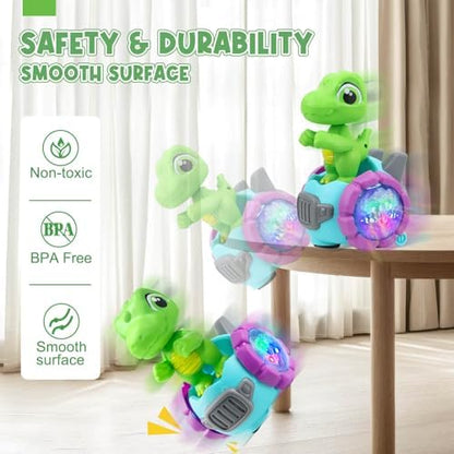 Dinosaur Robot Car Toy with Lights & Music, Toddler Toys -3, Dinosaur Universal Cars, Toys for 3 Year Old Boys, Toys for Ages -4, Gifts for -3 4 5 6 7 Year Old Birthday Christmas